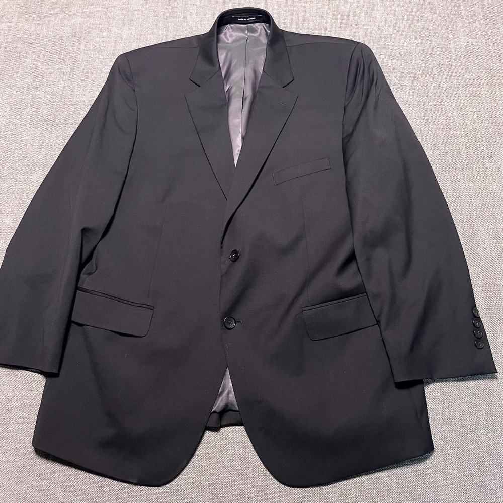 Awearness Kenneth Cole Mens 46 Blazer Black Slim Fit Notch Lapel Wool Jacket
